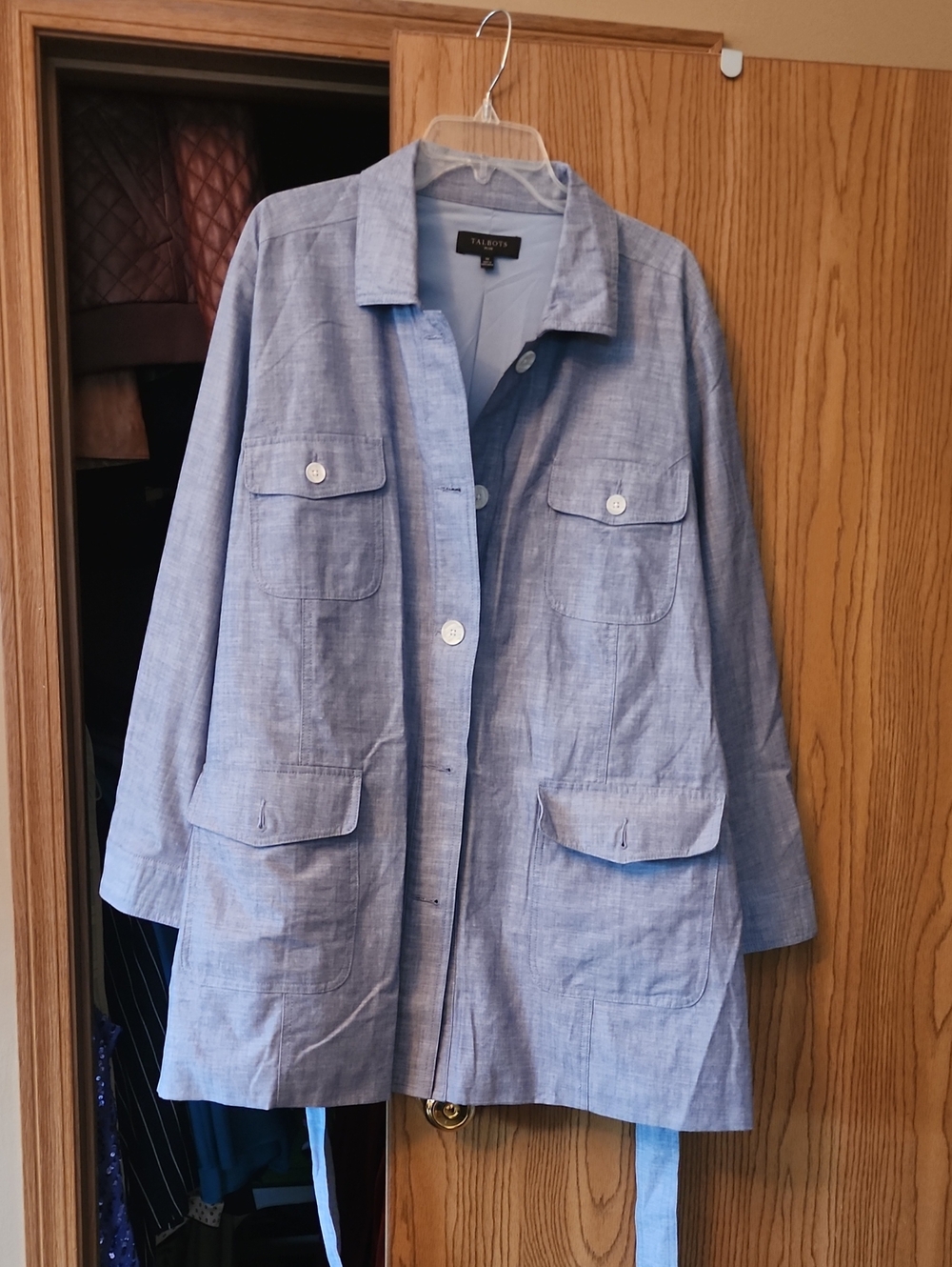 Talbots Light Blue Utility Jacket with Flap Pockets